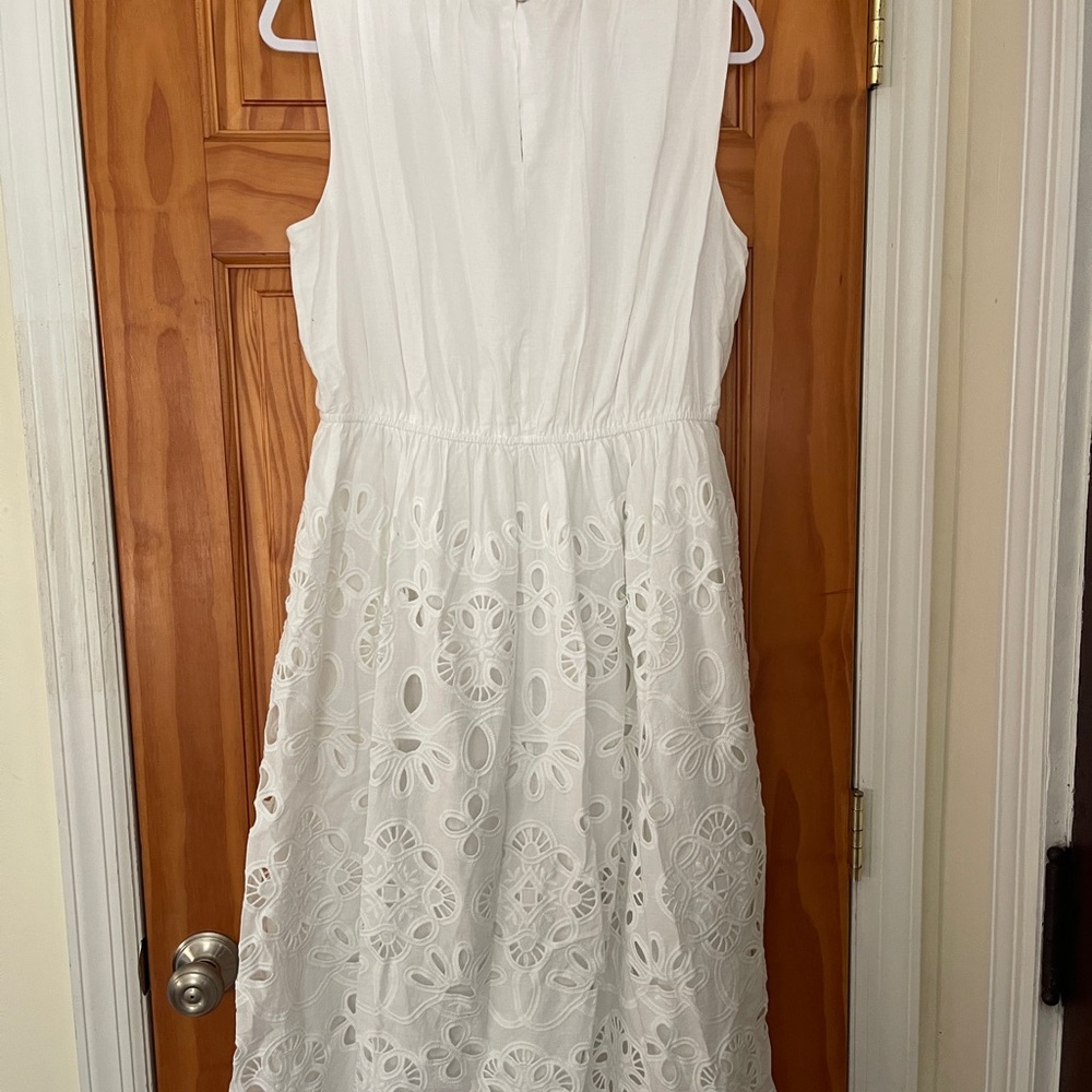 Ann Taylor Elegant White Eyelet Midi Dress - Picture 2 of 6